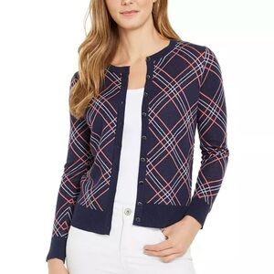 Charter Club Medium Plaid Cardigan Sweater